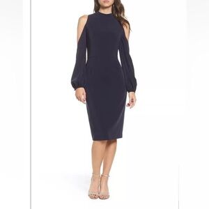NWT Maggy London Dark Navy open shoulder dress size 12